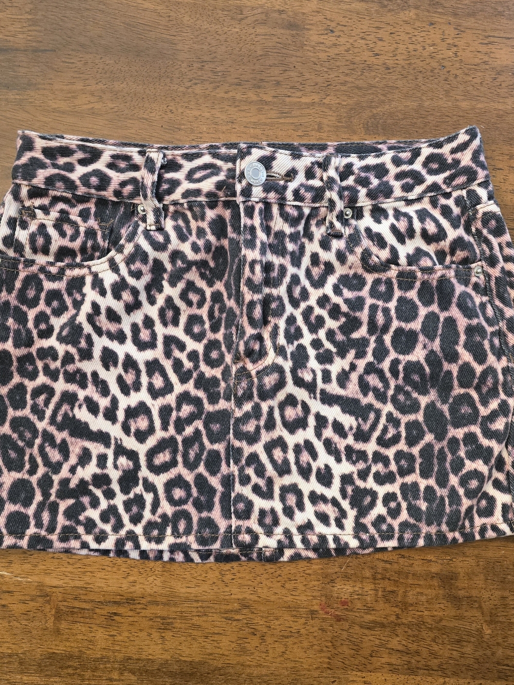 PACSUN Leopard Print Pink Denim Mini Skirt 25